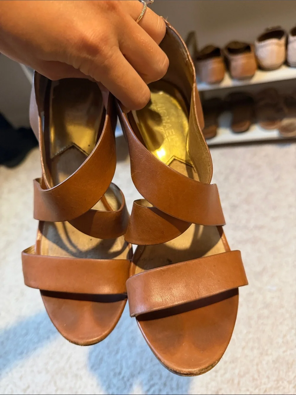 Brown Strappy Women’s Wedges - Michael Kors
